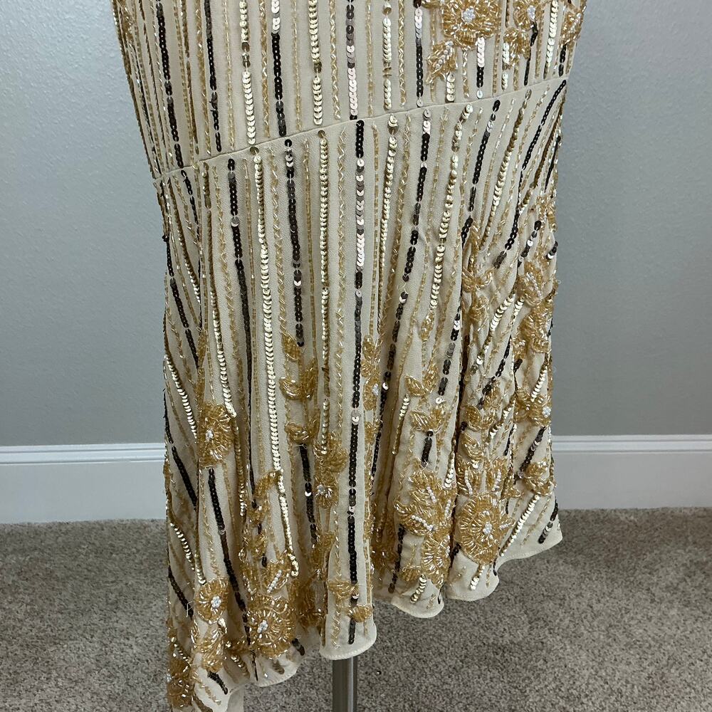 Mac Duggal 93627 Gold Evening Gown Sequined Long Sleeve High Low Dress Size 16 - Picture 10 of 12